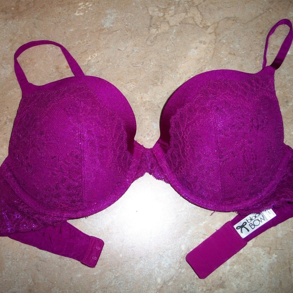 Black Bow by Felina Purple Push Up Bra 32D